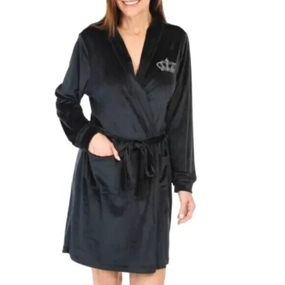 Juicy Couture Rhinestone Back Block & Crown Front Logo Robe Sz L/XL - Picture 1 of 9